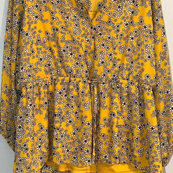 Lane Bryant Babydoll Floral Top 16 Yellow Boho Western Hippie Indie Concert 80s - Picture 5 of 13